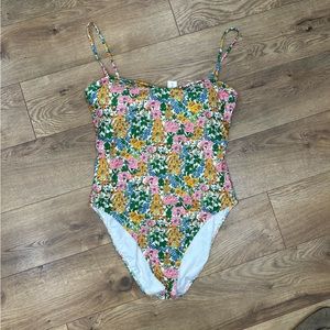 J Crew NWOT Green Pink Orange Floral Swimsuit One Piece 12